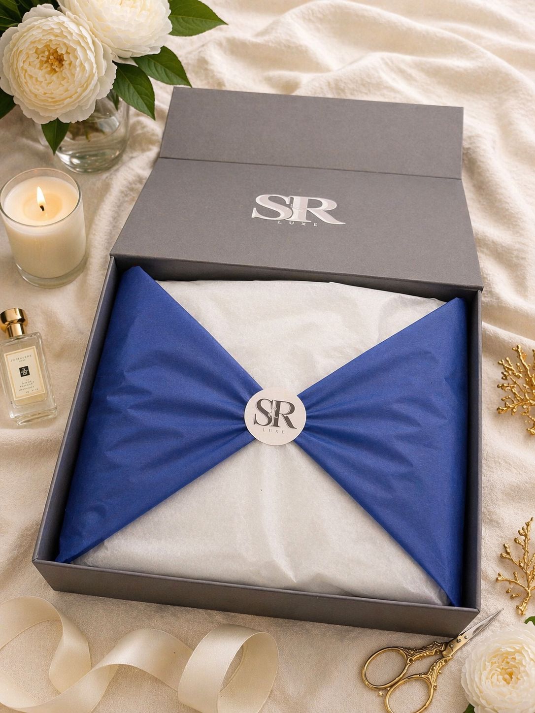 (Dark Blue) Grey Luxury Magnetic Gift Box